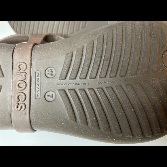 Crocs Brown/Pink Serena Flip Flop Sandals Thong Womens Size 7W Back Straps - Picture 7 of 8